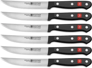 Wusthof Gourmet Six 6-Piece German Precise Laser Cut High Carbon Stainless Steel Kitchen Steak Knife Set – Model 9728