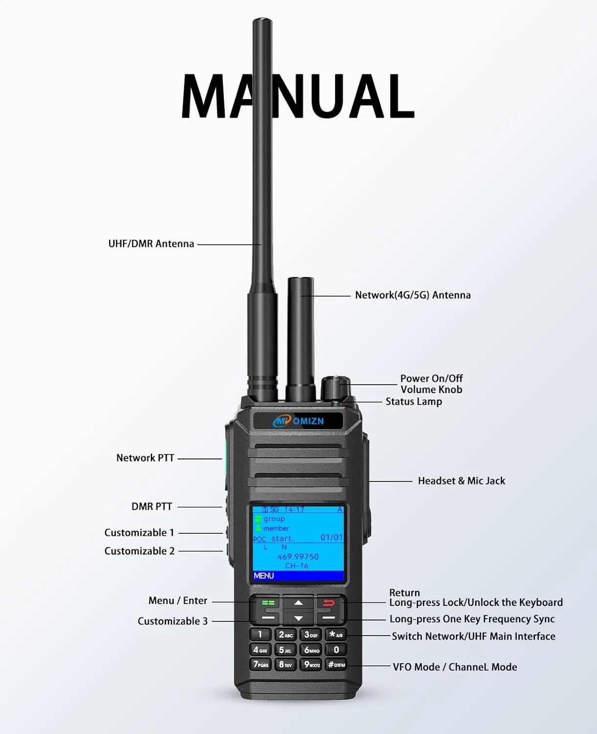 X4 Dual Mode UHF/Cellular Network Walkie Talkie with SIM Card, Unlimited Range Two Way Radio with AES256 SMS Talke Alias IP68 10W Repeater Ham Radio, 1 Pack