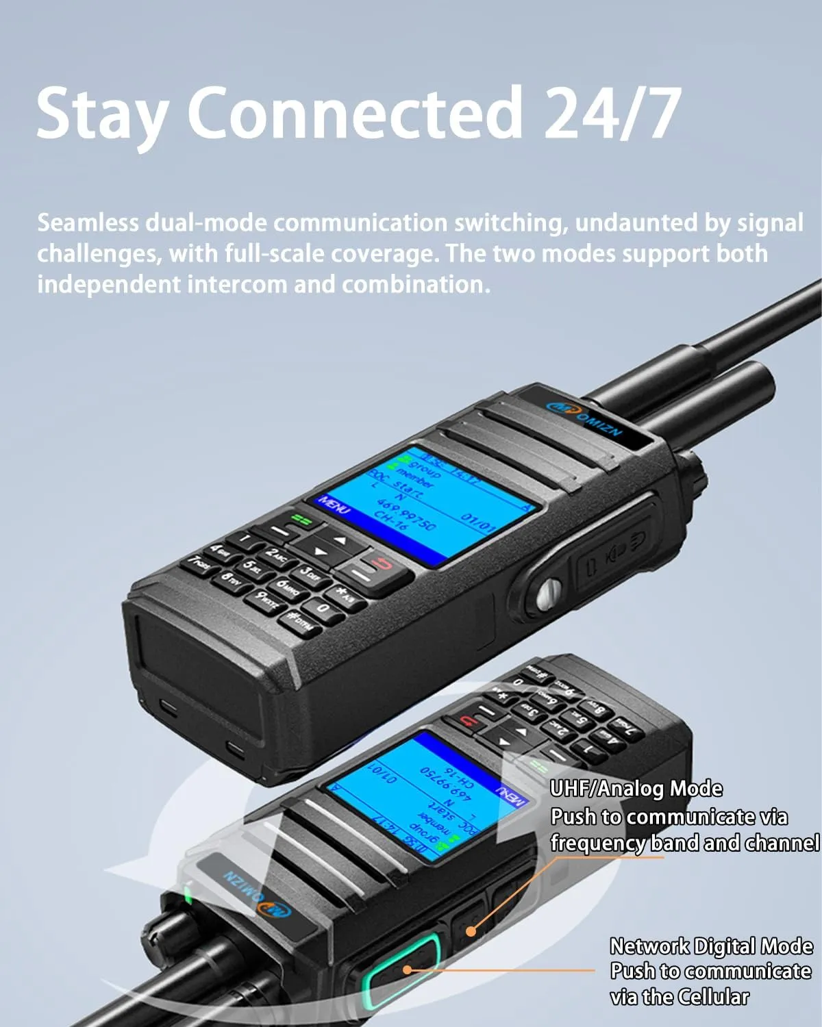 X4 Dual Mode UHF/Cellular Network Walkie Talkie with SIM Card, Unlimited Range Two Way Radio with AES256 SMS Talke Alias IP68 10W Repeater Ham Radio, 1 Pack