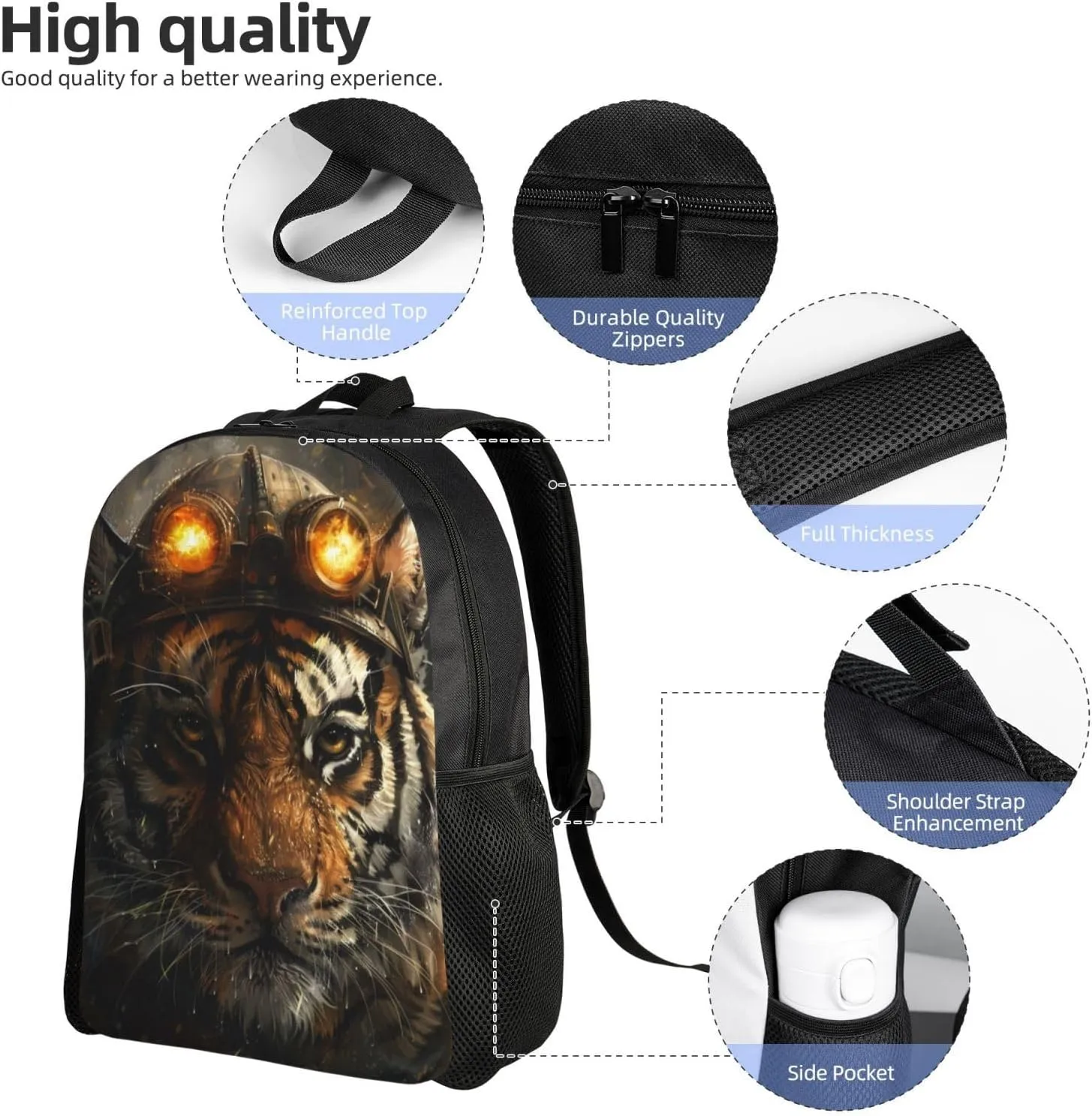 Xerial Tiger Miner Backpack Waterproof Anti Theft Durable Light Laptop Bag Backpacks For Women Men Travel Gym Backpack