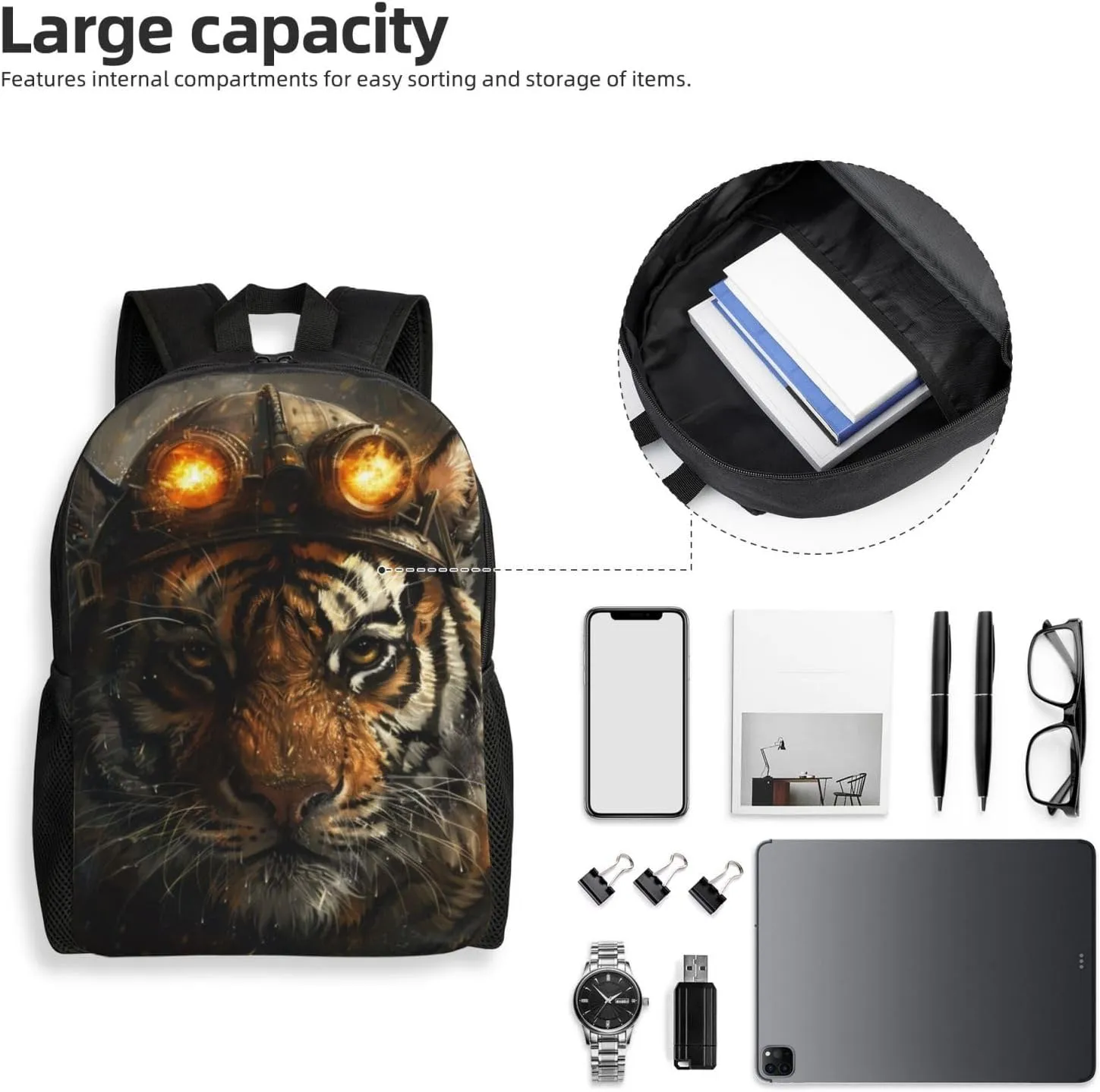 Xerial Tiger Miner Backpack Waterproof Anti Theft Durable Light Laptop Bag Backpacks For Women Men Travel Gym Backpack