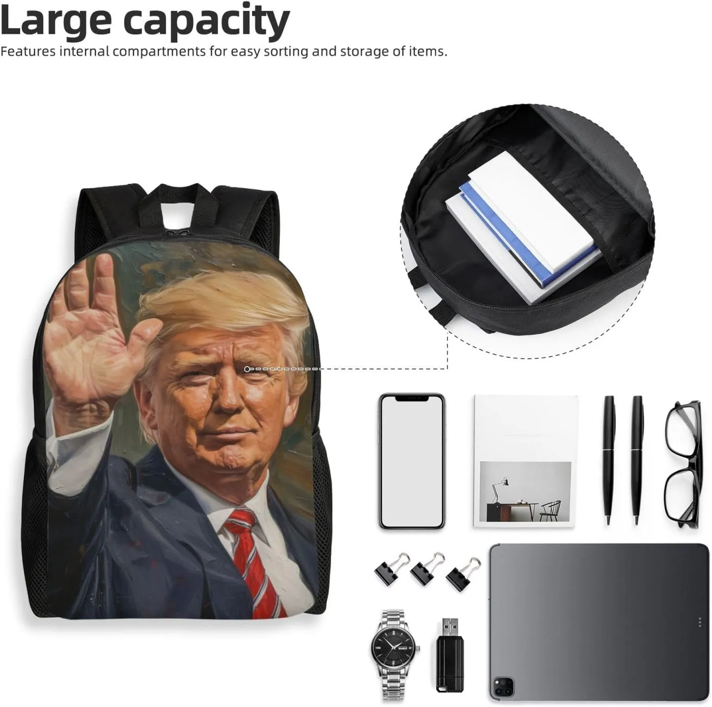 Xerial Trump Raises His Hand Backpack Waterproof Anti Theft Durable Light Laptop Bag Backpacks For Women Men Travel Gym Backpack