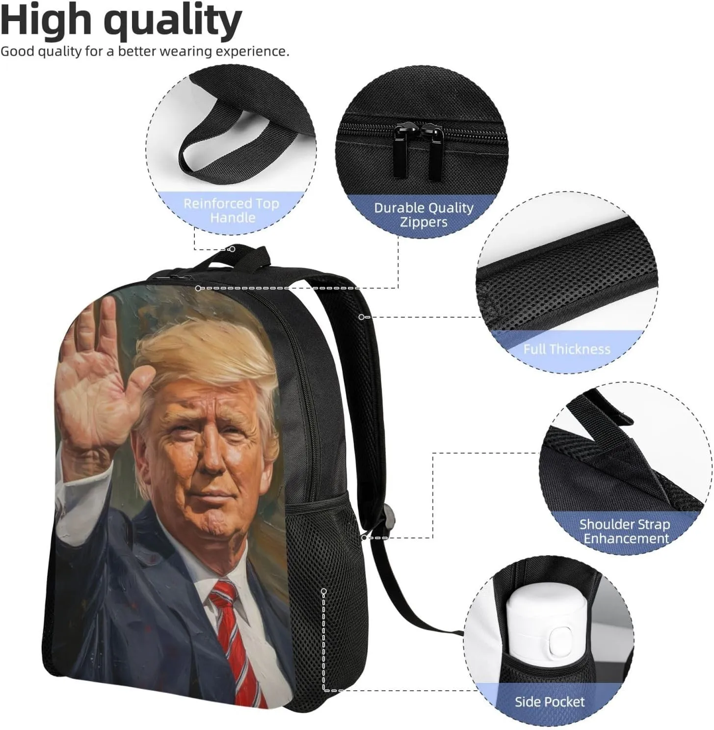 Xerial Trump Raises His Hand Backpack Waterproof Anti Theft Durable Light Laptop Bag Backpacks For Women Men Travel Gym Backpack