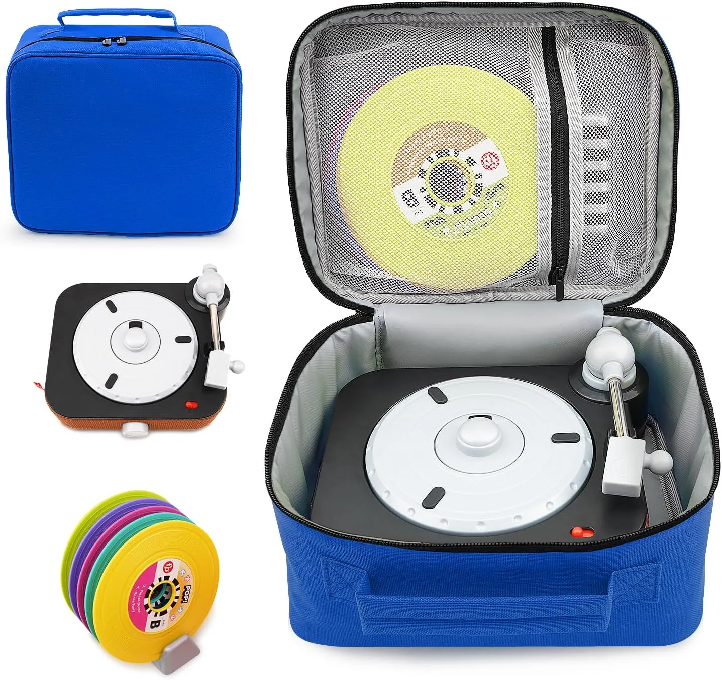 XINGFUDAO Foldable Carrying Bag for Fisher-Price Rockin Record Player, Travel Storage Bag Compatible with Fisher-Price Musical Toy, Lightweight and Scratch-resistant, Blue