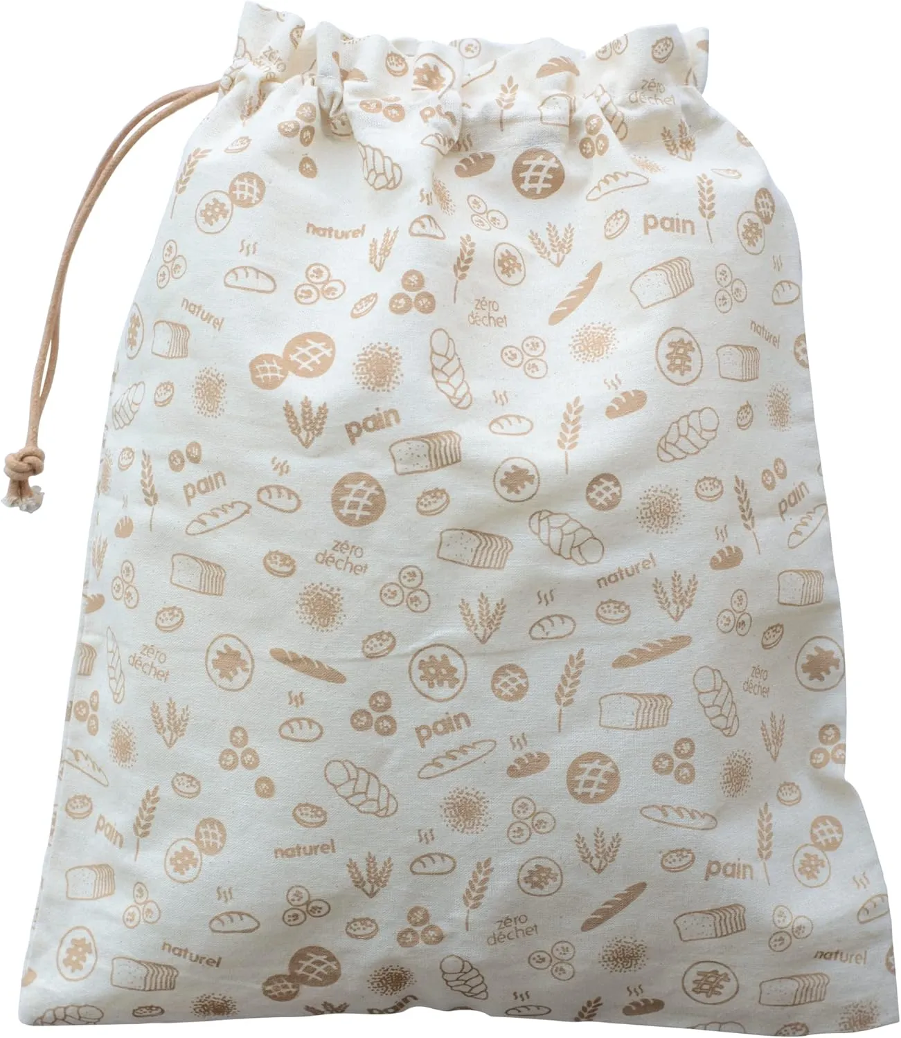 XL bread bag, youth large / 11-13, Natural Mit Braunen Motiven