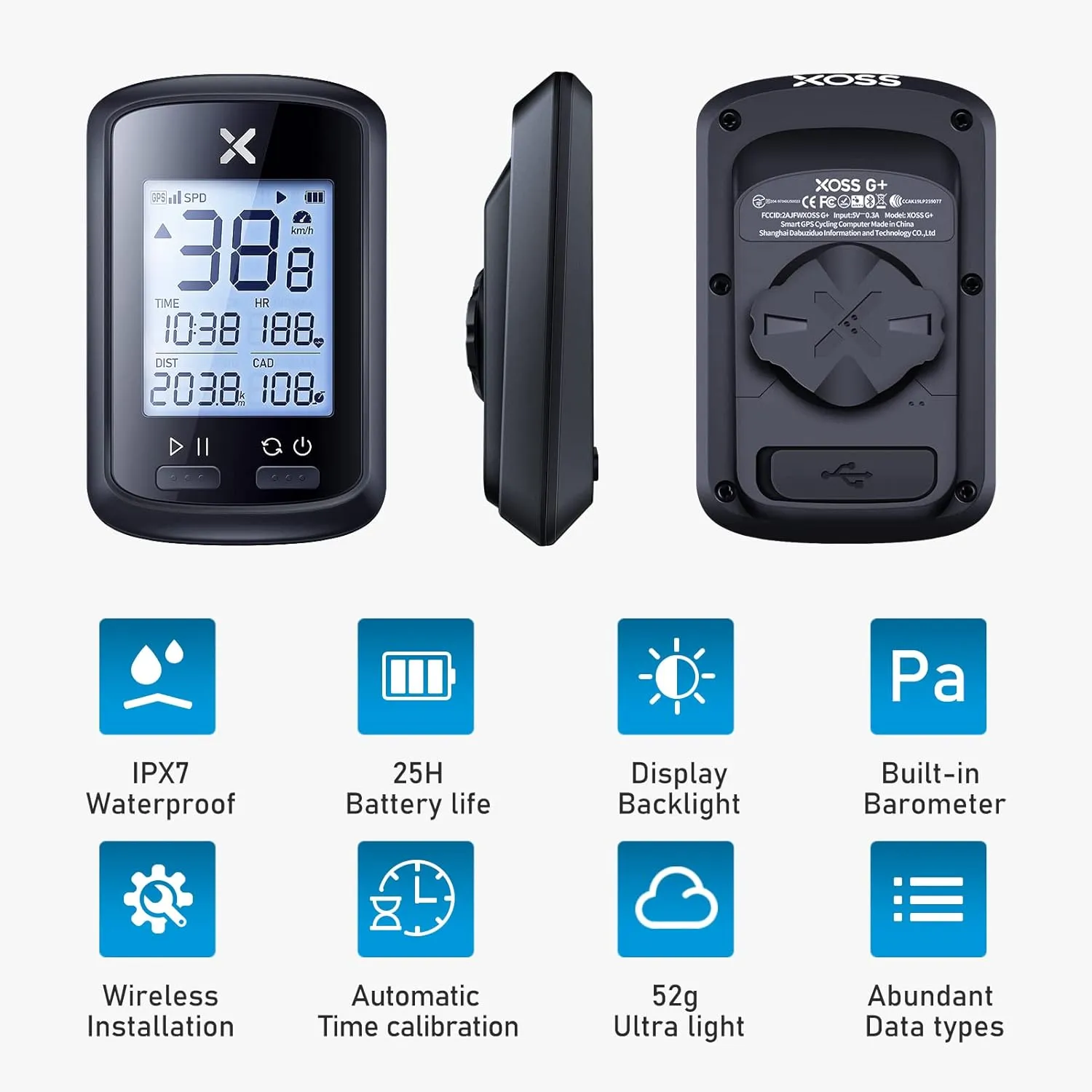 XOSS G  Wireless Bike Computer, GPS Cycling Speedometer and Odometer with Bluetooth and ANT , Bicycle Accessories with LCD Display, Waterproof MTB Tracker Fits All Bikes