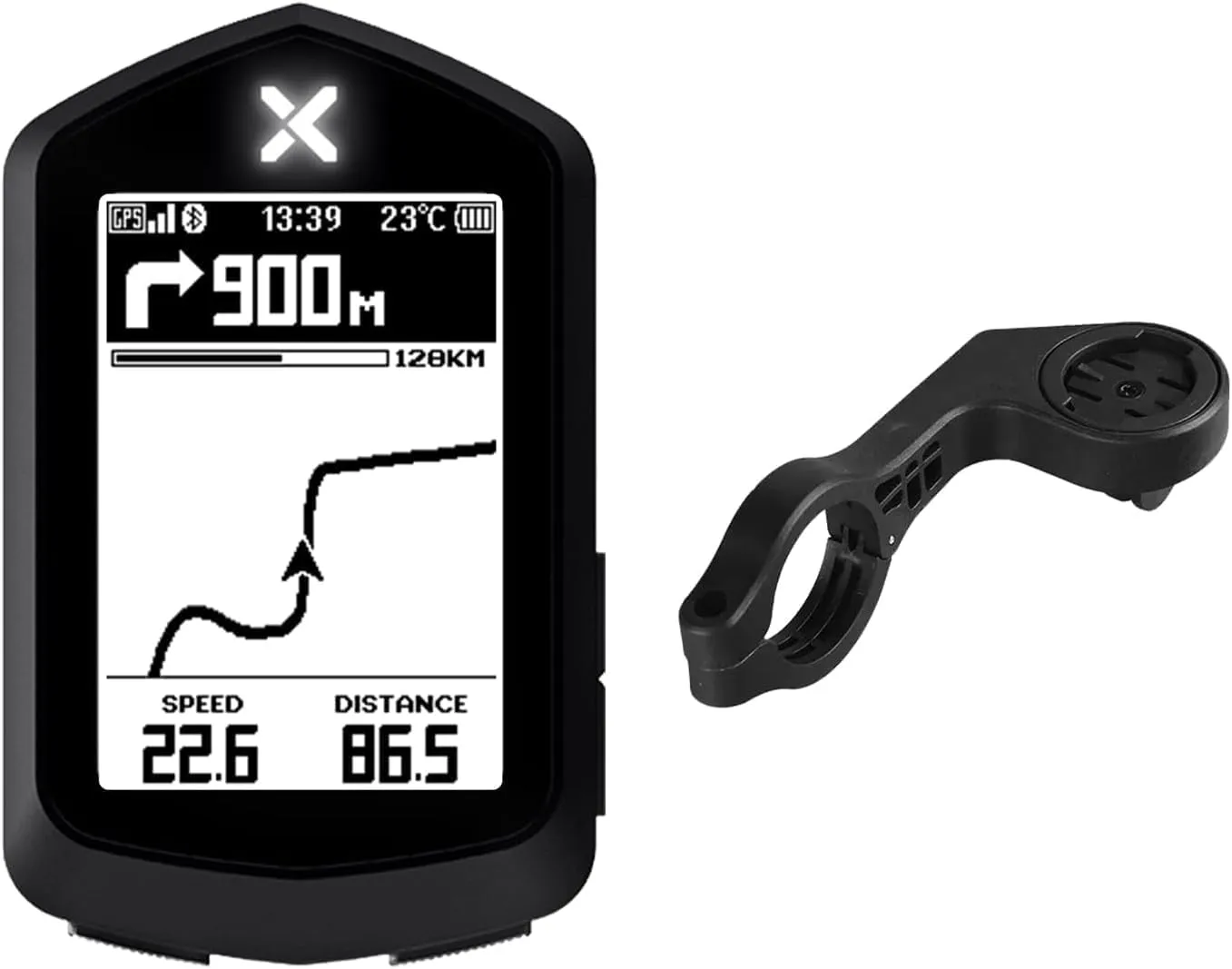 XOSS NAV Cycling Computer GPS Wireless Ant  Cycling Computer GPS with Bluetooth, IPX7 Waterproof Bicycle Speedometer Odometer with 2.4Inch LCD and Auto Backlight Fits All Bikes