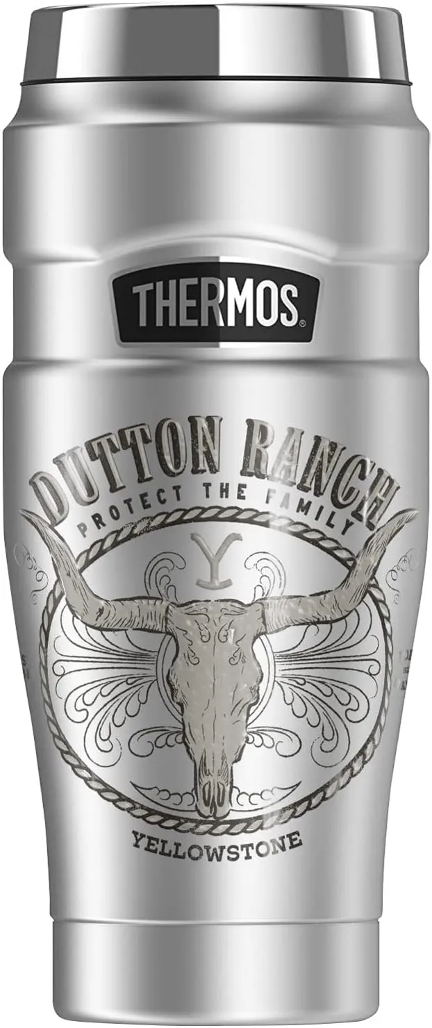 Yellowstone OFFICIAL Yellowstone Dutton Ranch THERMOS STAINLESS KING Stainless Steel Travel Tumbler, Vacuum insulated & Double Wall, 16oz