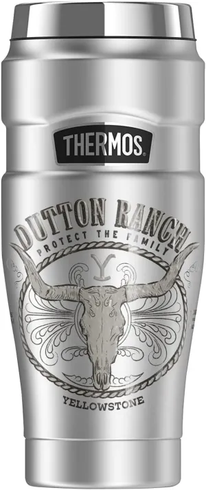 Yellowstone OFFICIAL Yellowstone Dutton Ranch THERMOS STAINLESS KING Stainless Steel Travel Tumbler, Vacuum insulated & Double Wall, 16oz