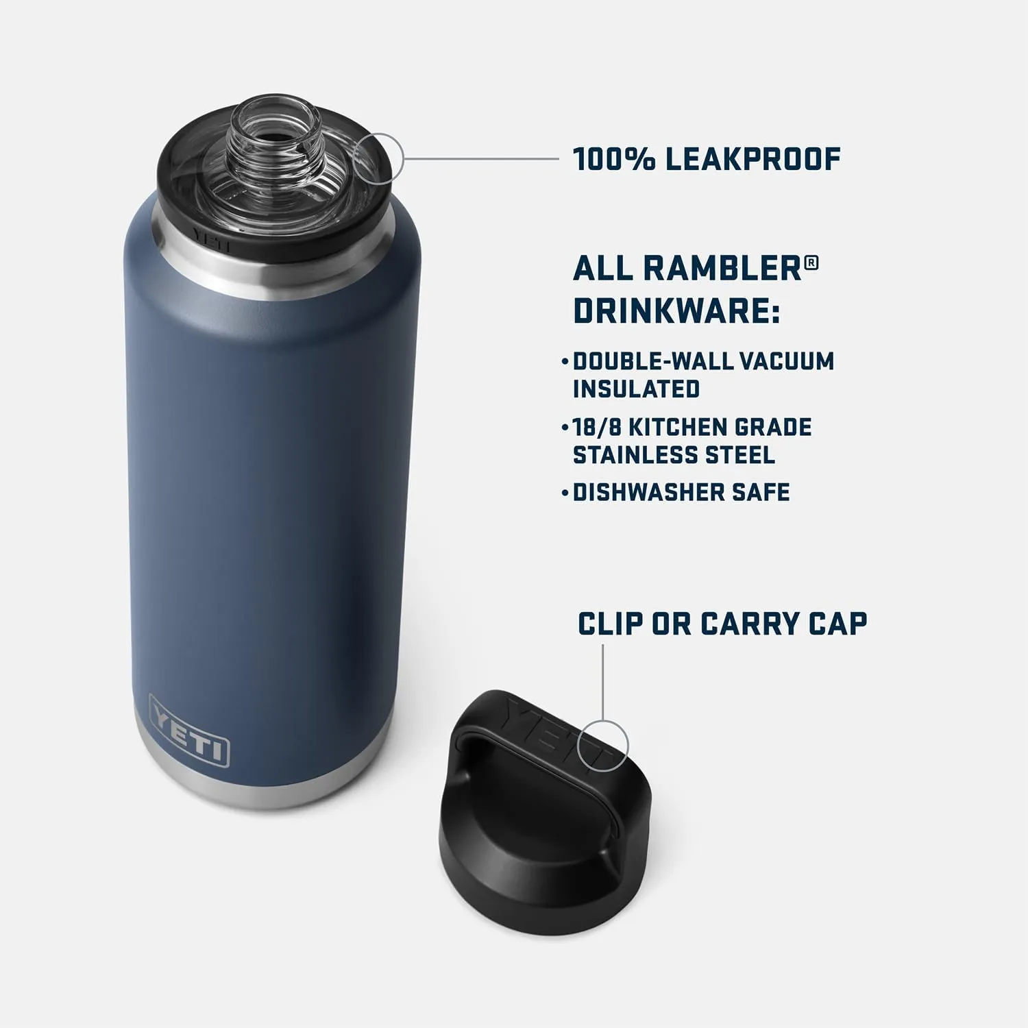 YETI Rambler 46 oz Bottle, Vacuum Insulated, Leakproof, Stainless Steel with Chug Cap