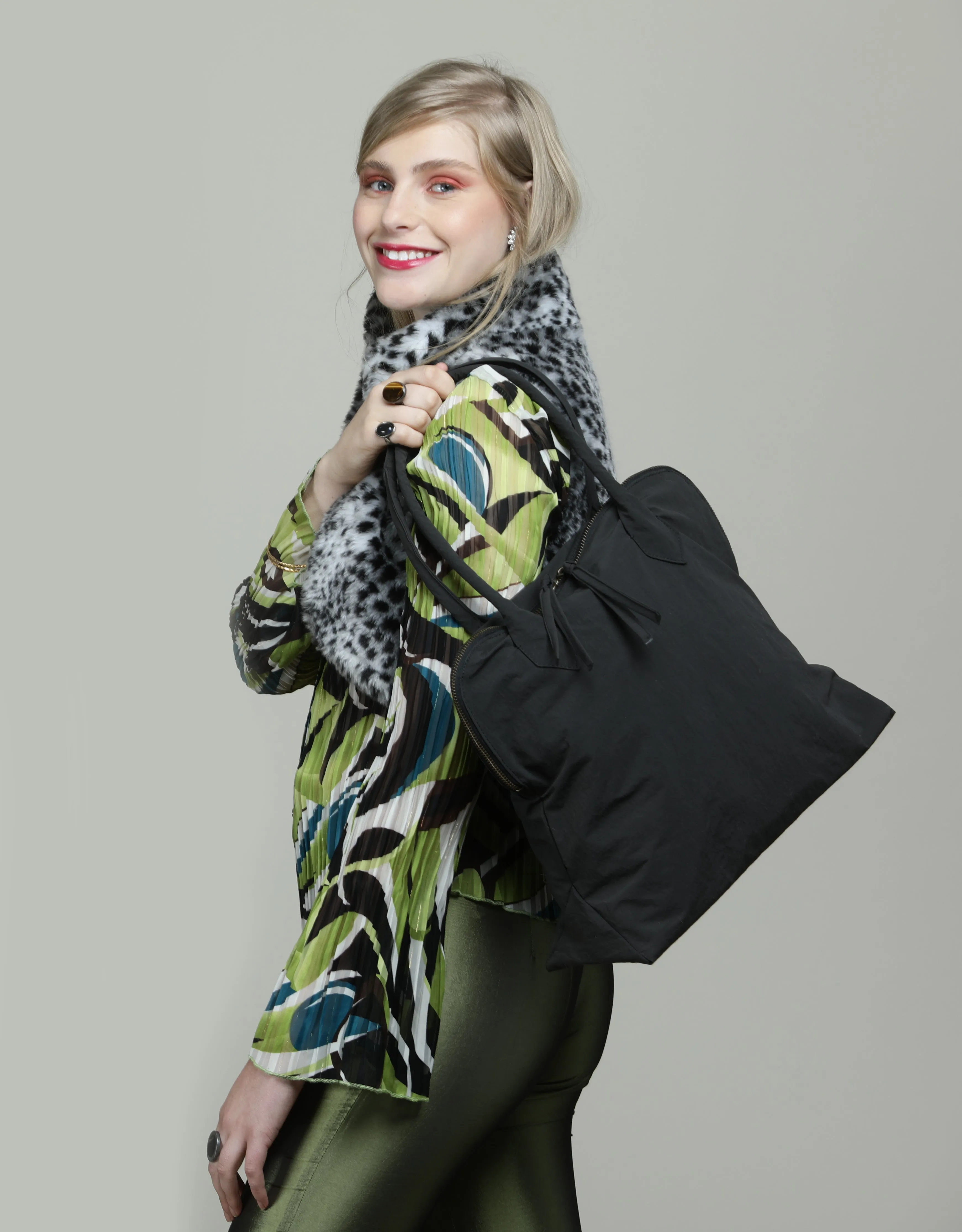 YOKO Black Vegan Lightweight Fabric Bag