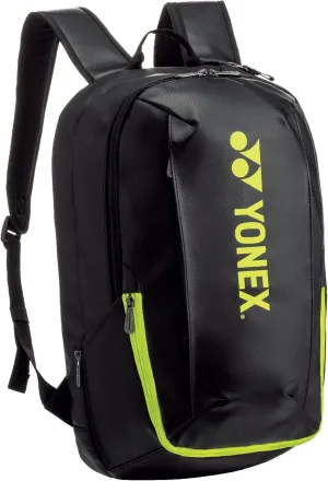 YONEX Active Backpack w/YKK Zippers, Shoe Compartment, Water Bottle Pocket - Lightweight Badminton Backpack 24L Capacity, Black/Lime