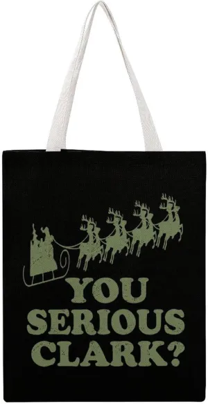 You Serious Clark Canvas Tote Bag Reusable Grocery Shopping Bag Lightweight Shoulder Bag for Men Women