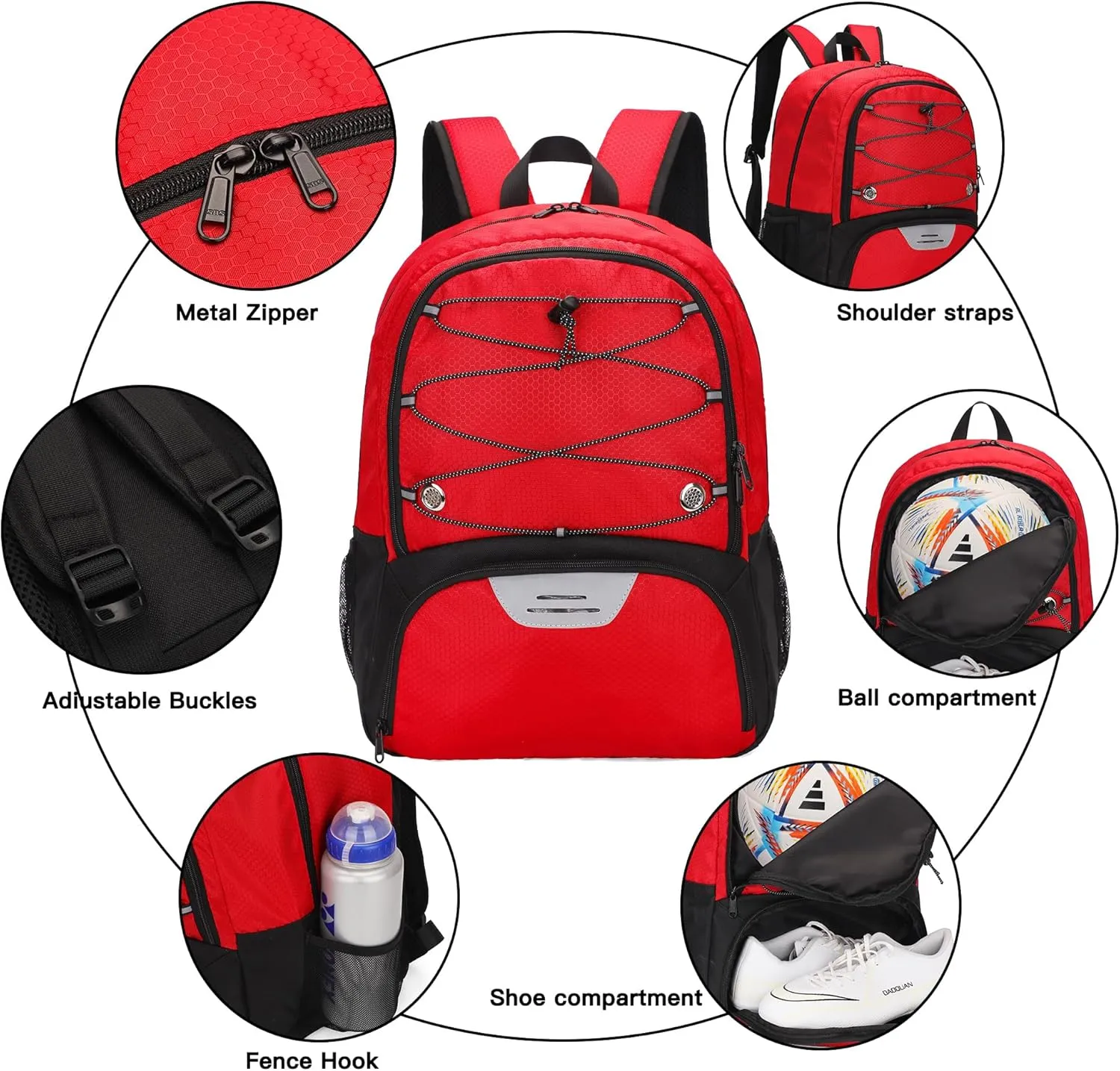 Youth Soccer Bag-Soccer Backpack&Backpack for Football Basketball,with Ball Compartment Separate Cleat Package