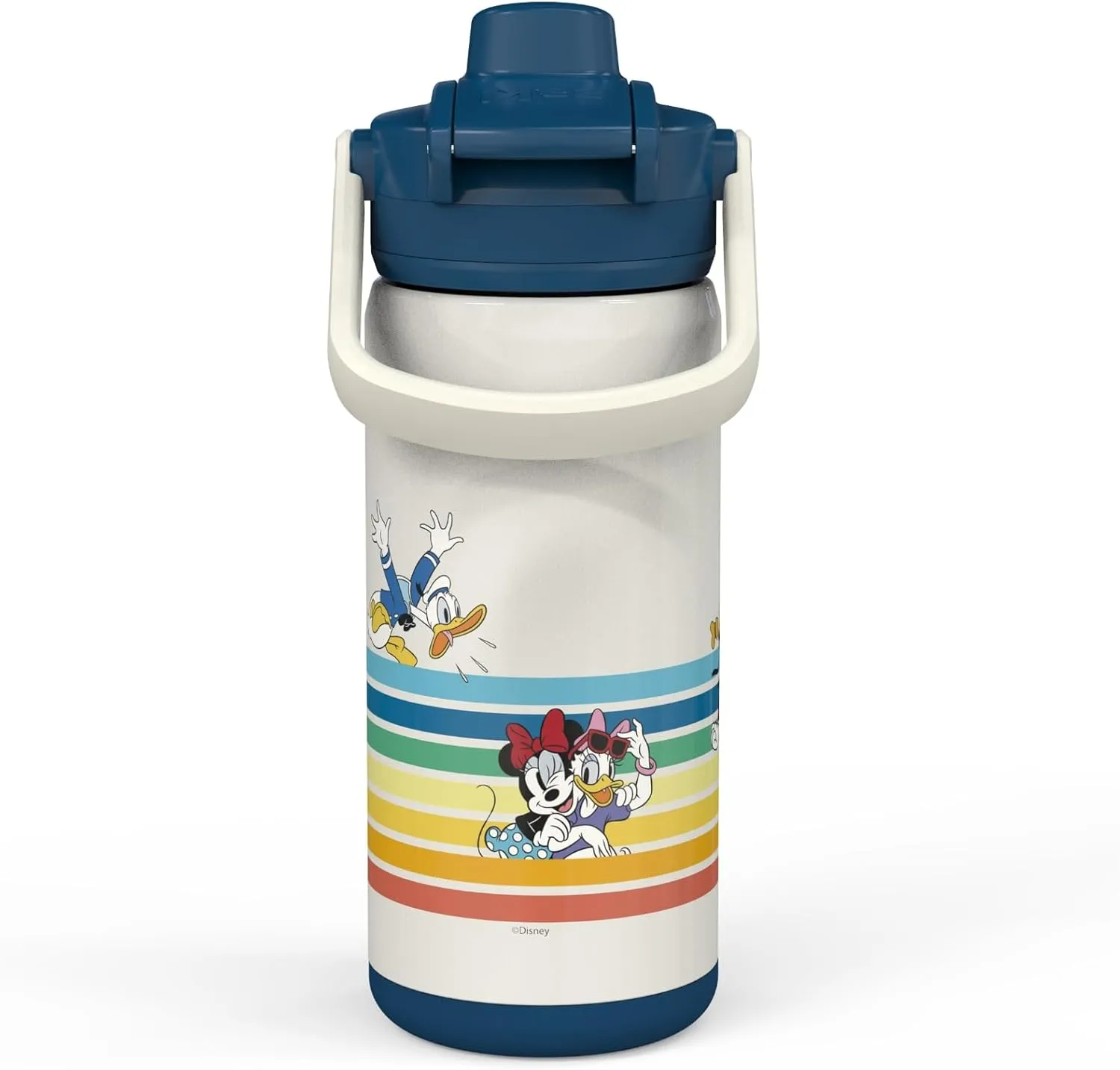Zak Designs Beacon Insulated Bottle, Disney Mickey Mouse - 14 oz - Durable Stainless Steel - Double-Wall Vacuum Insulation, Silicone Spout & Push-Button, Leak-Proof Lid - Dishwasher Safe