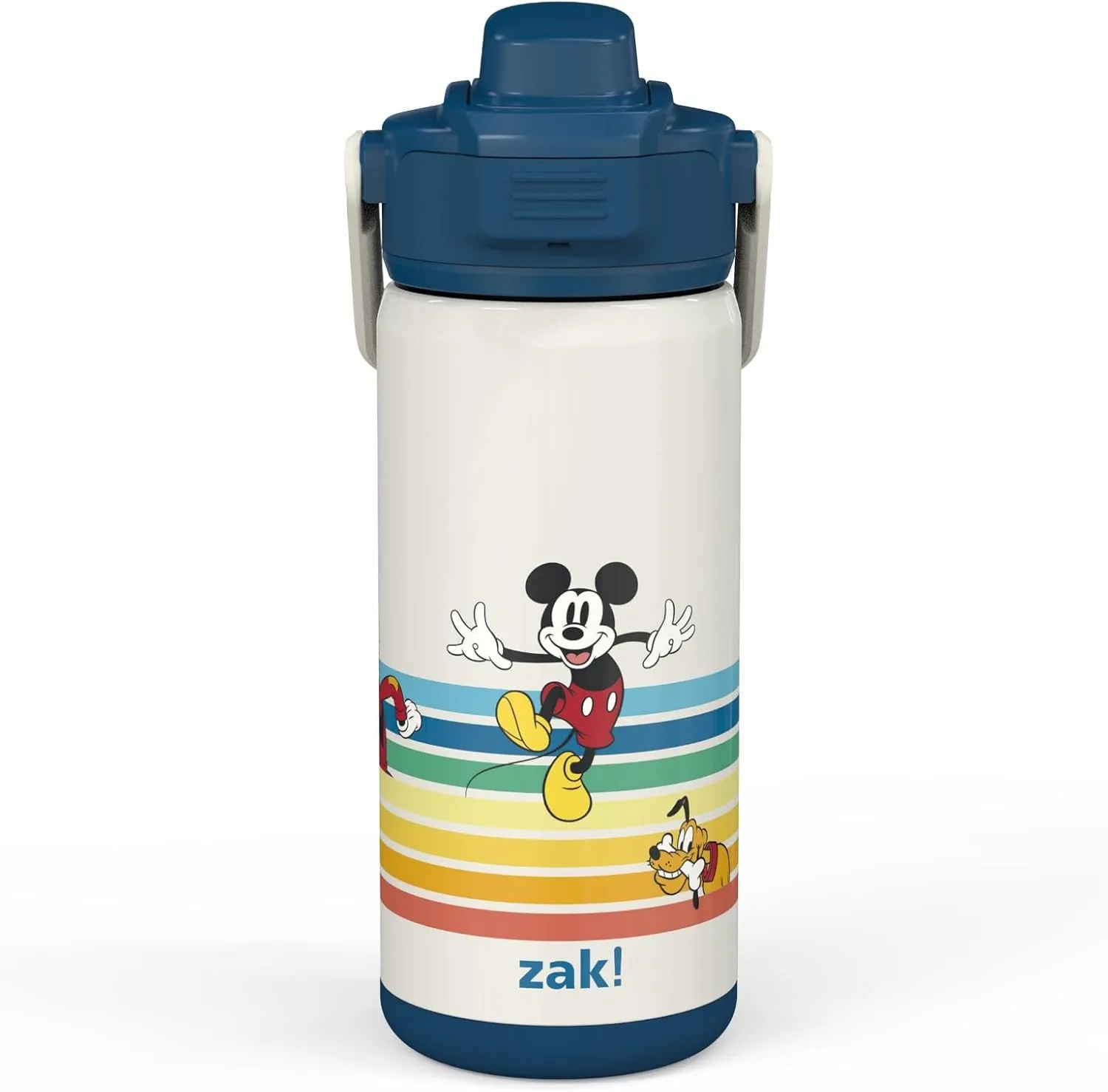 Zak Designs Beacon Insulated Bottle, Disney Mickey Mouse - 14 oz - Durable Stainless Steel - Double-Wall Vacuum Insulation, Silicone Spout & Push-Button, Leak-Proof Lid - Dishwasher Safe
