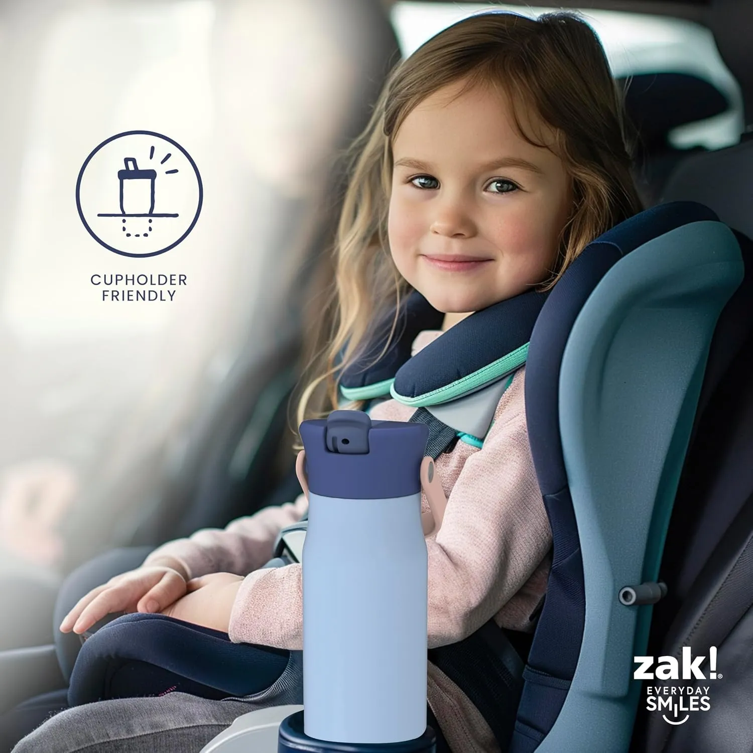 Zak Designs Harmony Disney Princess Water Bottle for Travel or At Home, 20oz Stainless Steel with Straw Lid and Vacuum Insulation (Ariel, Aurora, Belle, Cinderella, Jasmine, Moana, Rapunzel, Tiana)