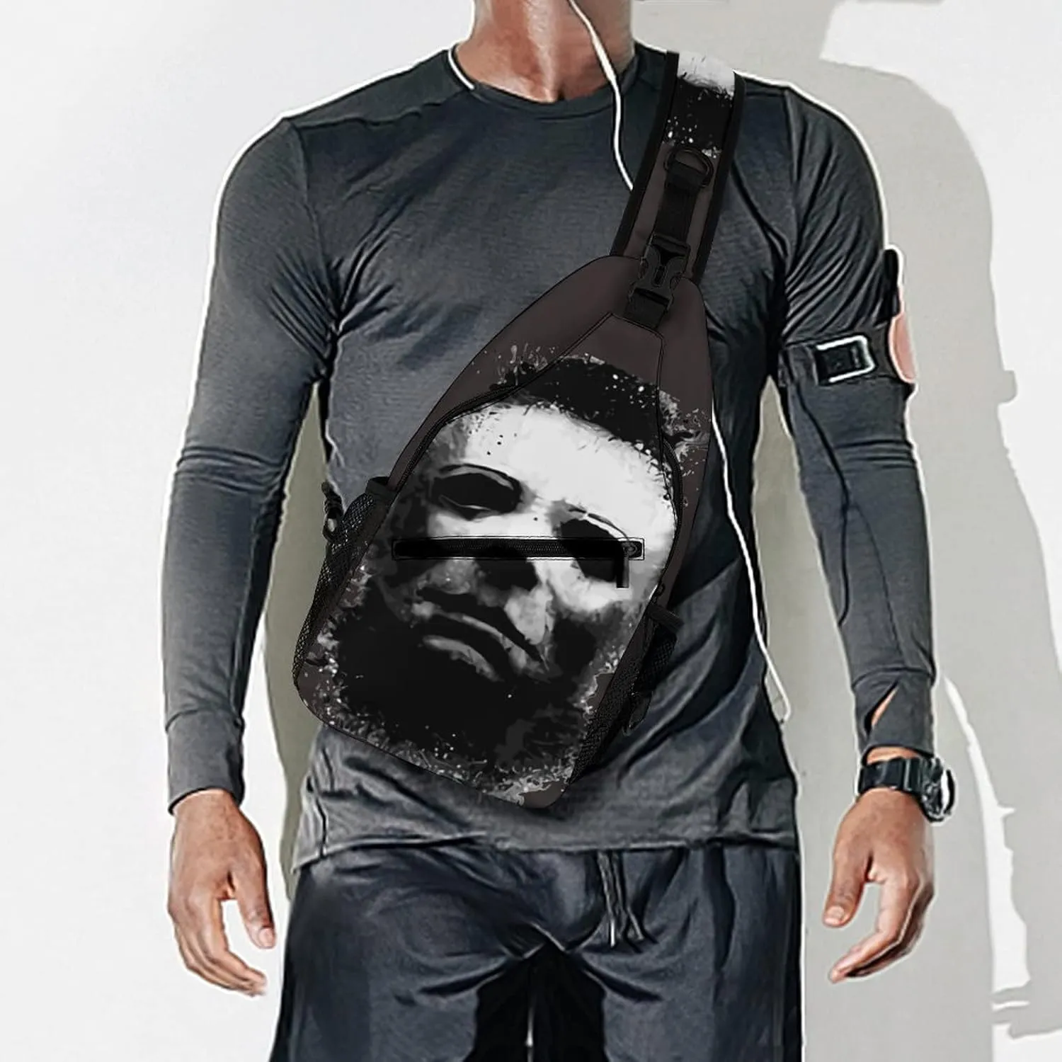 ZHANGXM Sling Bag Halloween Michael Myers Crossbody Sling Backpack Small Chest Shoulder Backpack for Men Hiking Outdoor Chest Bag