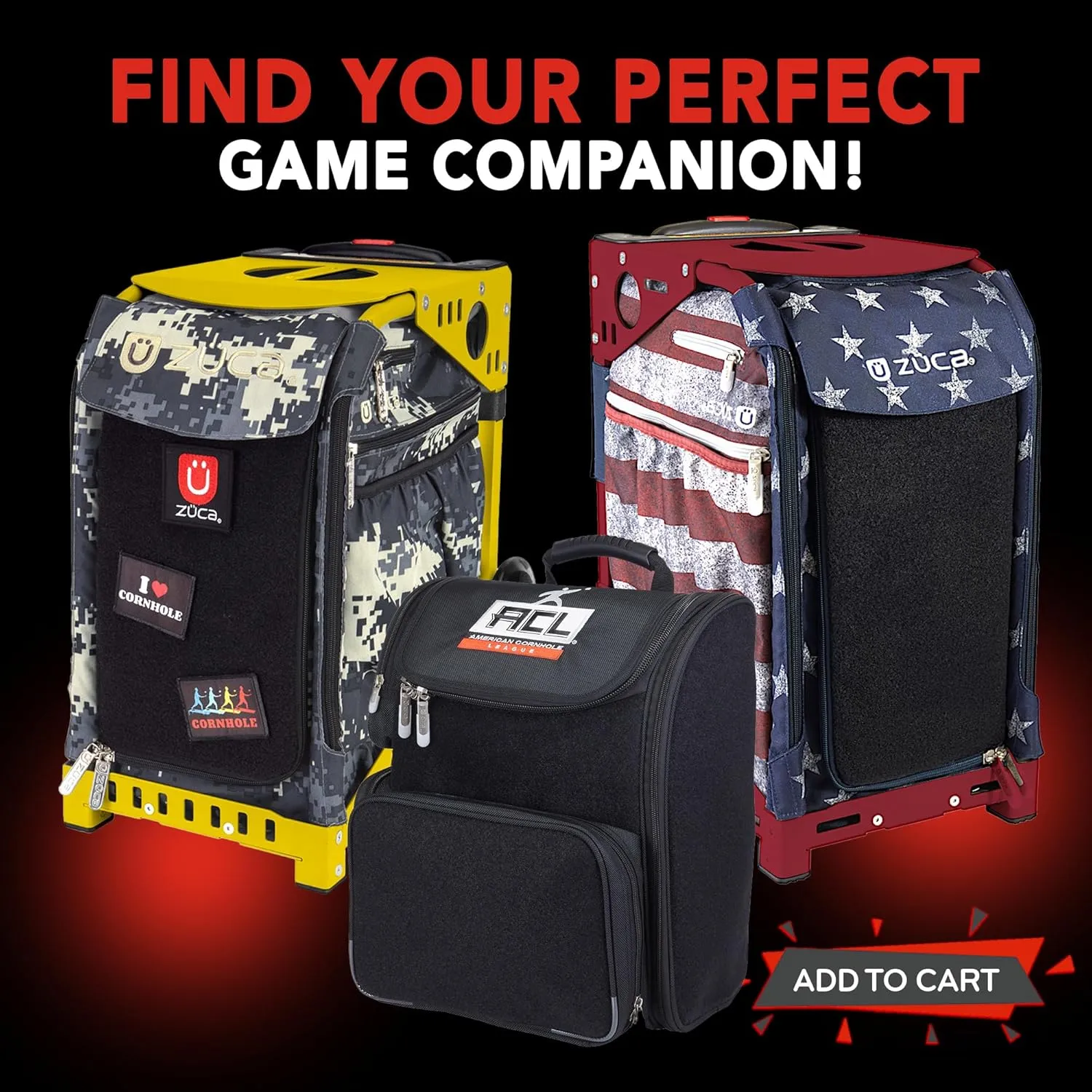 ZUCA Cornhole Pro Bag & Frame - Lightweight Suitcase Carry Luggage, FAA-Compliant Aluminum Frame with Telescoping Handle, Shock-Absorbing Wheels & Water-Resistant Insert Bag, 300 lbs Capacity