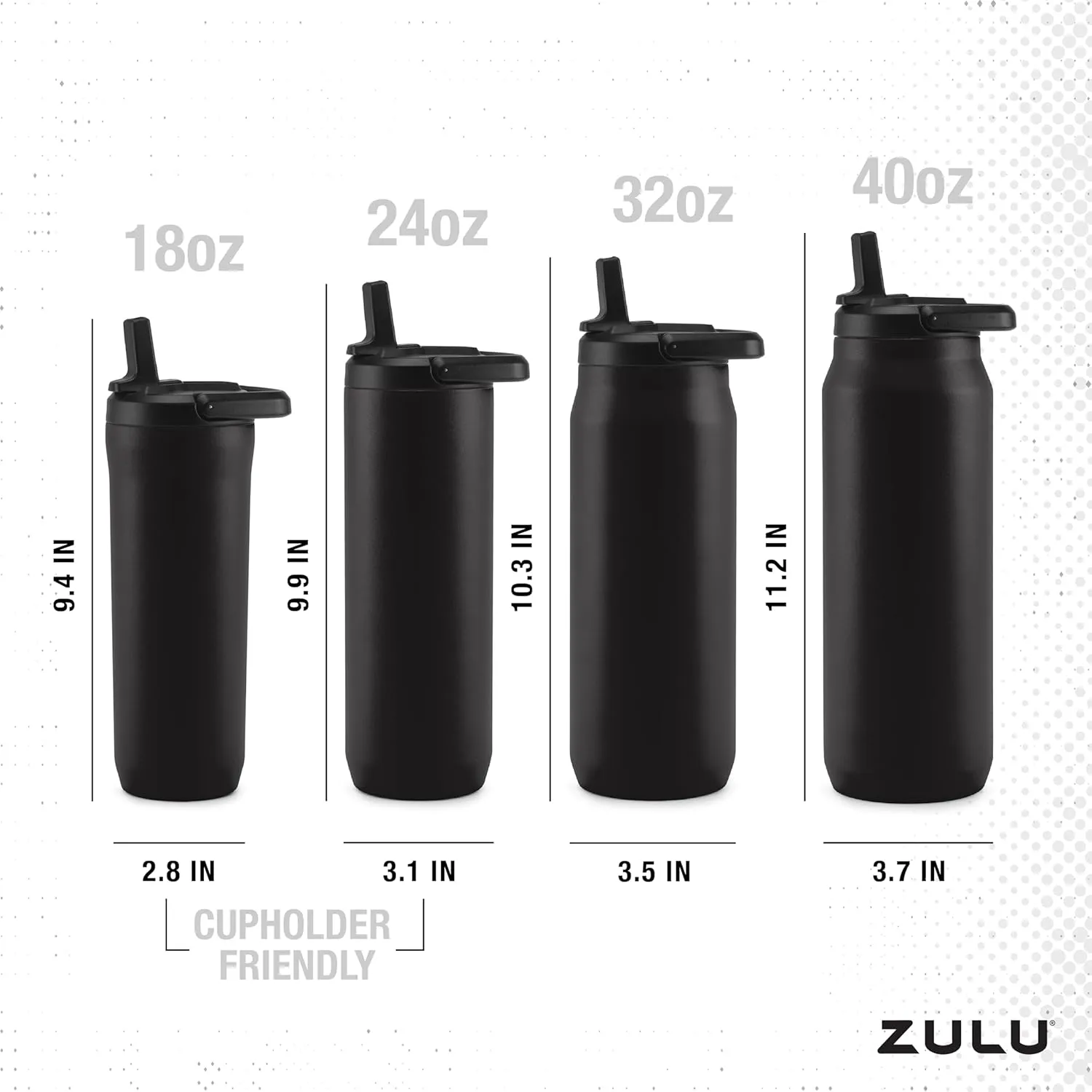 ZULU Base 32oz Stainless Steel Water Bottle with 3 Lids- Straw, Chug, Twist | Double Walled and Vacuum Insulated Metal Thermos | For Gym, Outdoor | Built in Carry Loop, Dishwasher Safe, Vitamin C