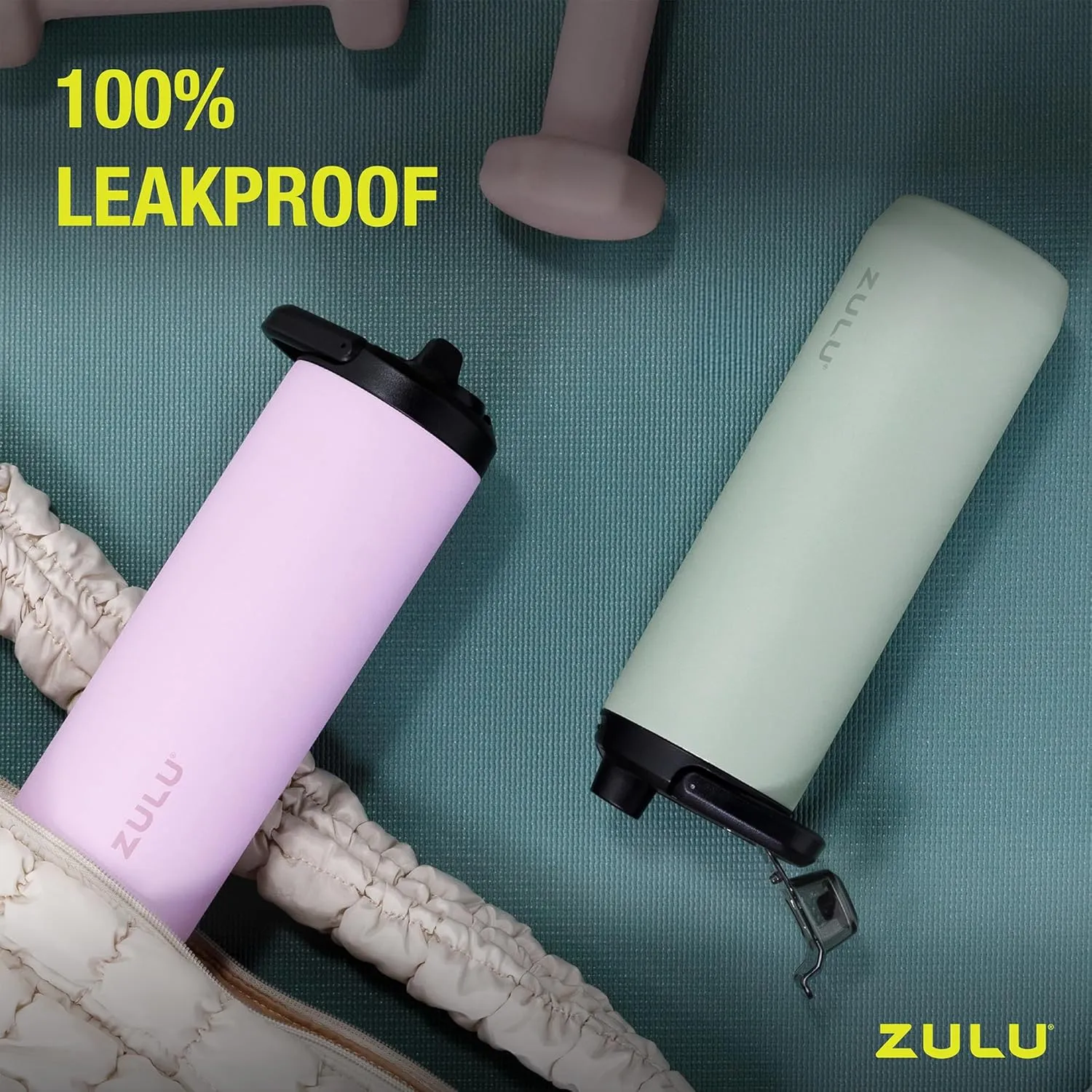 ZULU Base 32oz Stainless Steel Water Bottle with 3 Lids- Straw, Chug, Twist | Double Walled and Vacuum Insulated Metal Thermos | For Gym, Outdoor | Built in Carry Loop, Dishwasher Safe, Vitamin C