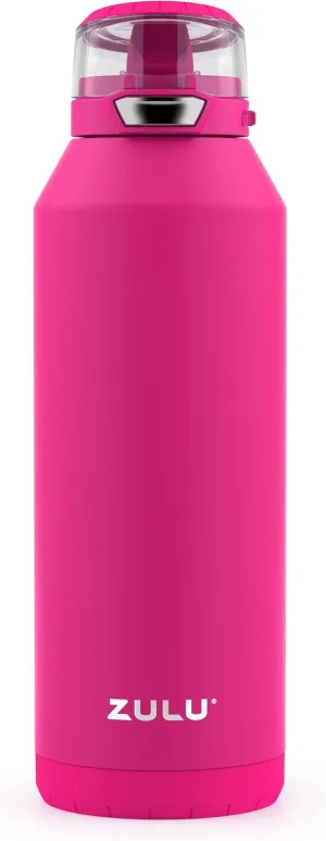ZULU Swift Stainless Steel Vacuum Insulated Water Bottle with Covered Silicone Straw, 40oz (Tulip)