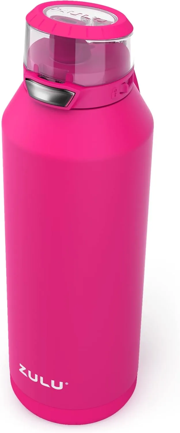 ZULU Swift Stainless Steel Vacuum Insulated Water Bottle with Covered Silicone Straw, 40oz (Tulip)