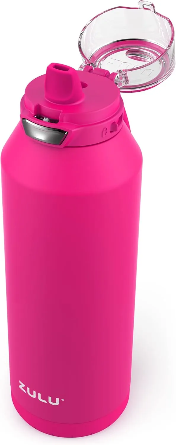 ZULU Swift Stainless Steel Vacuum Insulated Water Bottle with Covered Silicone Straw, 40oz (Tulip)