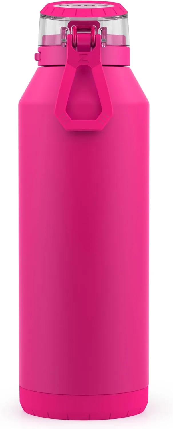 ZULU Swift Stainless Steel Vacuum Insulated Water Bottle with Covered Silicone Straw, 40oz (Tulip)
