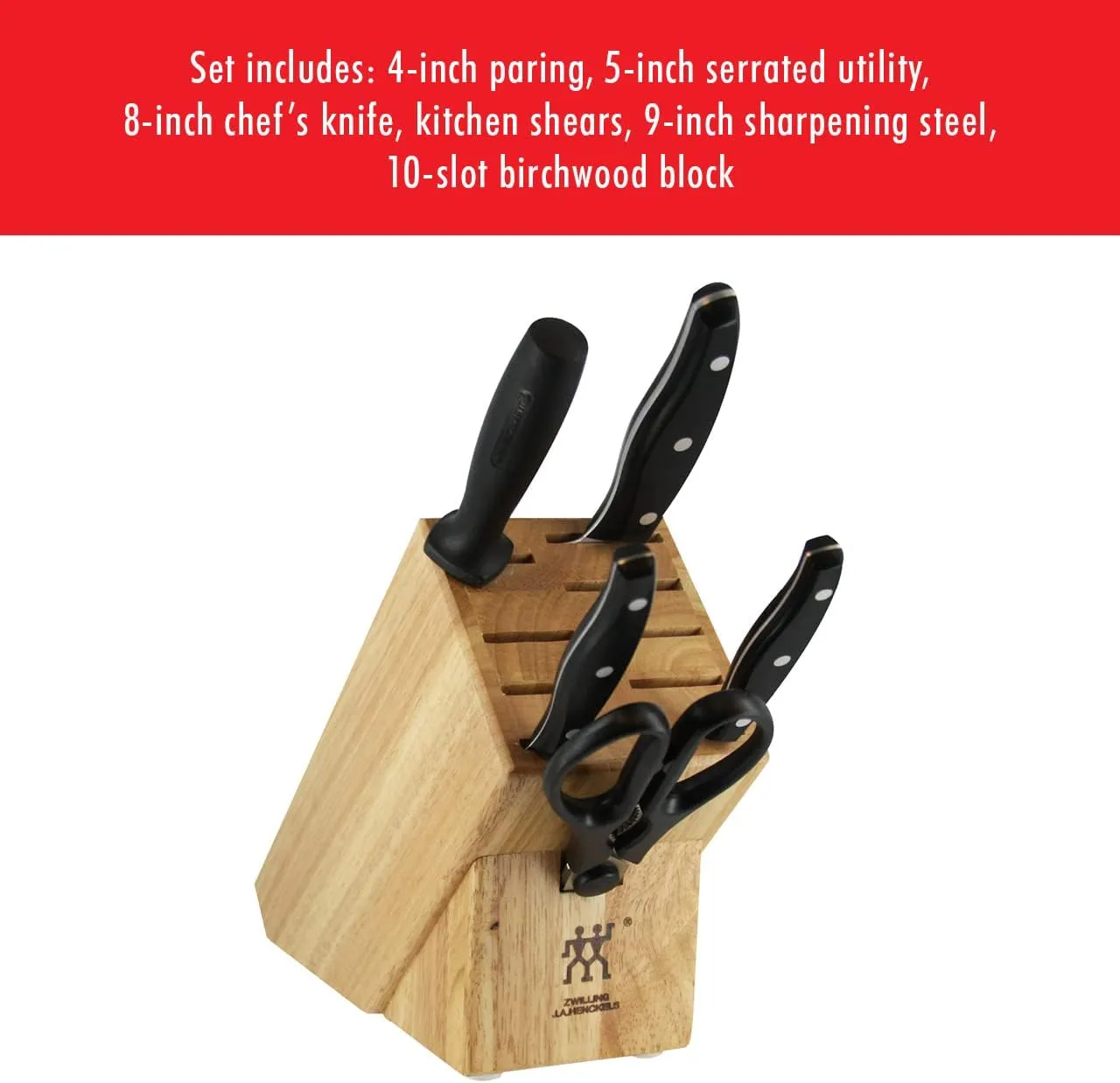 ZWILLING Twin Signature Knife Block Set, 6-pc, Black/Stainless Steel