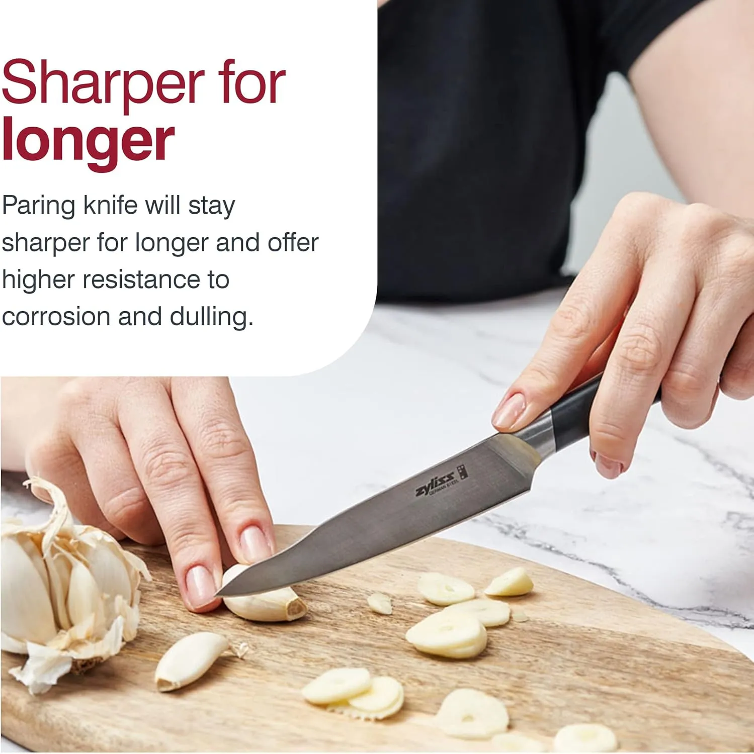 Zyliss Comfort Pro Paring Knife - Full Tang Vegetable & Fruit Knife - Ice Hardened Stainless Steel Peeling & Paring Knife - Cutlery with Antibacterial Handle - Black/Stainless Steel - 4.5 inches